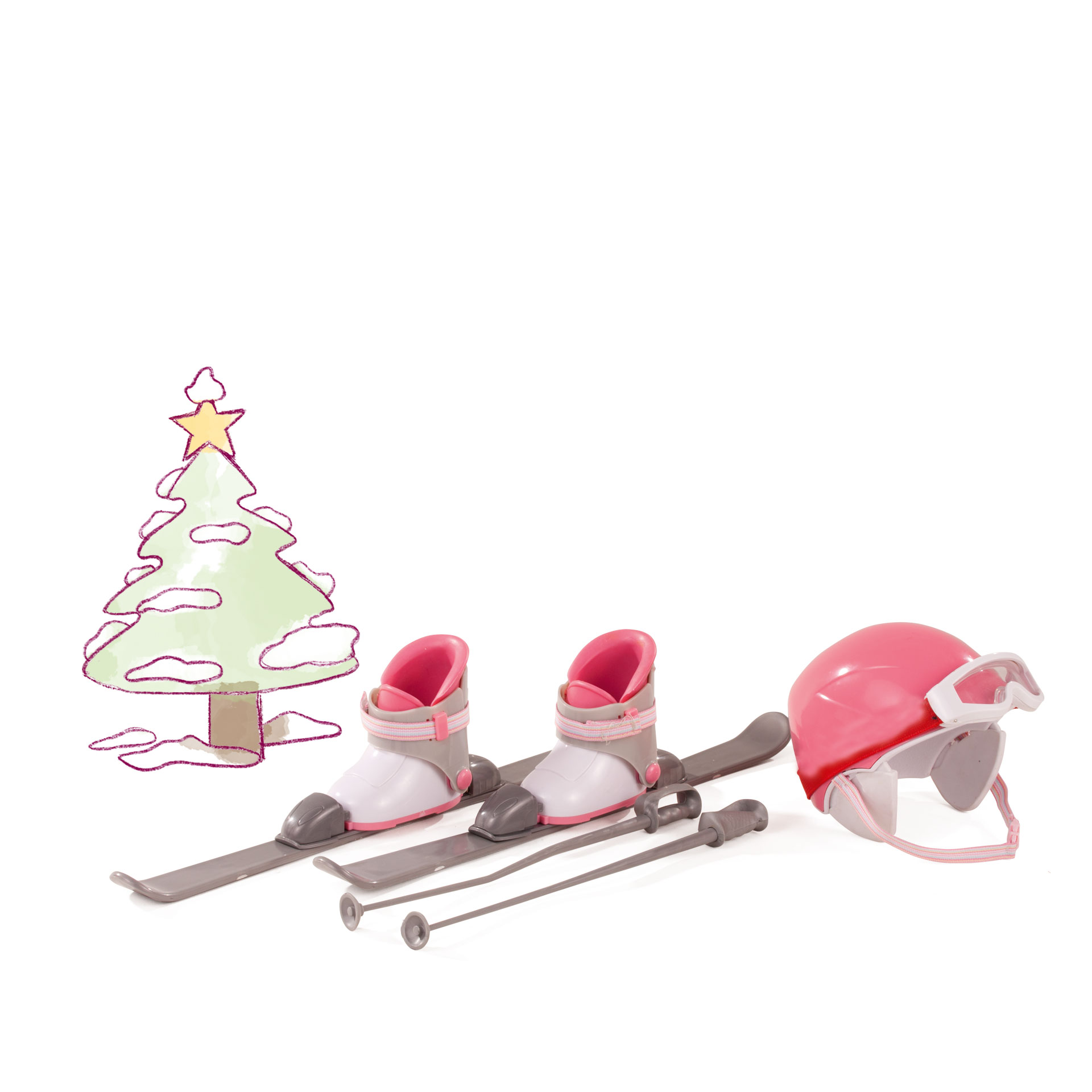 puppenskiset skier skistoecke skihelm skibrille skistiefel goetz