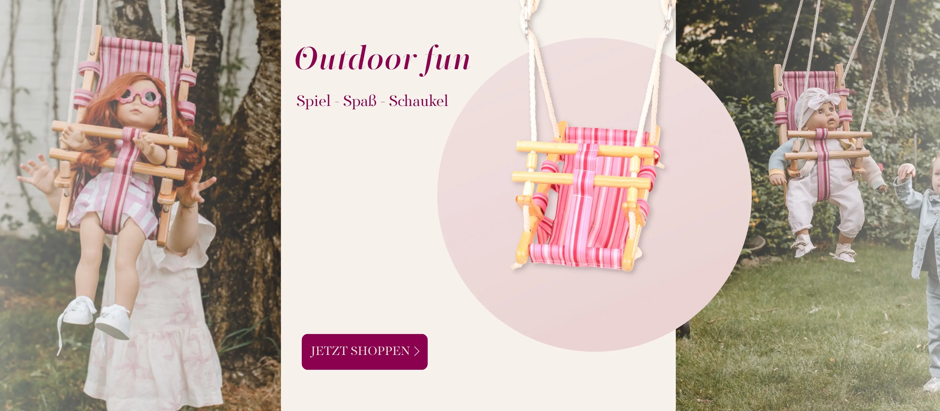 Puppenschaukel im Streifendesign mit Holz für Outdoor und Indoor von Goetz