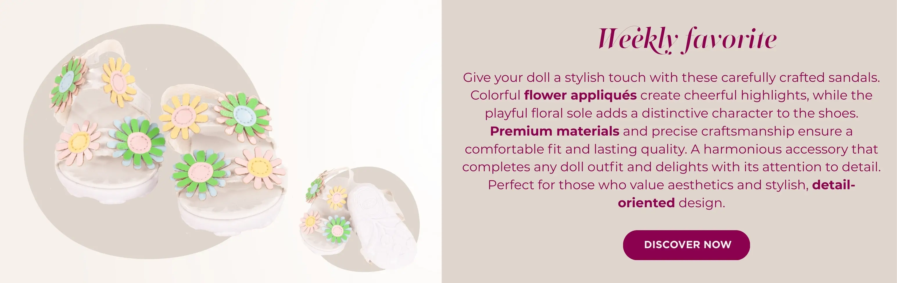 Sandalen mit Blumenapplikation Gr. 45-50 cm und 42 cm von Goetz