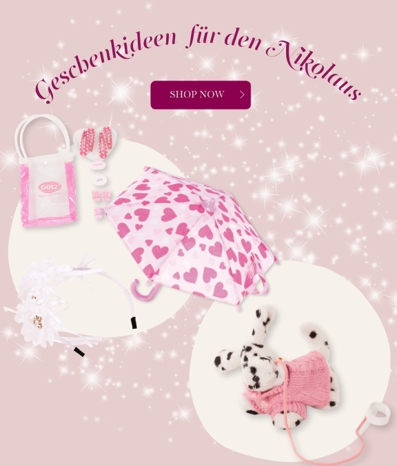 Kleine Geschenke für den Nikolaustag. Regenschirm, Plueschhund, Haarschmuck und vieles mehr von Goetz