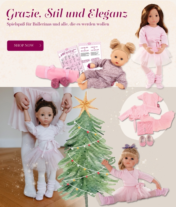 Stehpuppen als Ballerinas und Ballettzubehoer für Baby- und Stehpuppen von Goetz