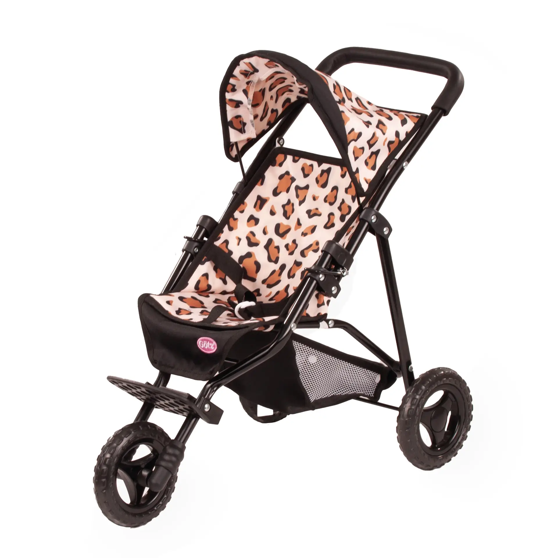 3403615 3-Rad Puppen-Buggy Klein Tiger Goetz Dreirad Puppenbuggy Klein Tiger in schwarz-beige mit Tigermuster mti Einkaufsnetz und Sonnenverdeck fuer die Kleinsten von Goetz
