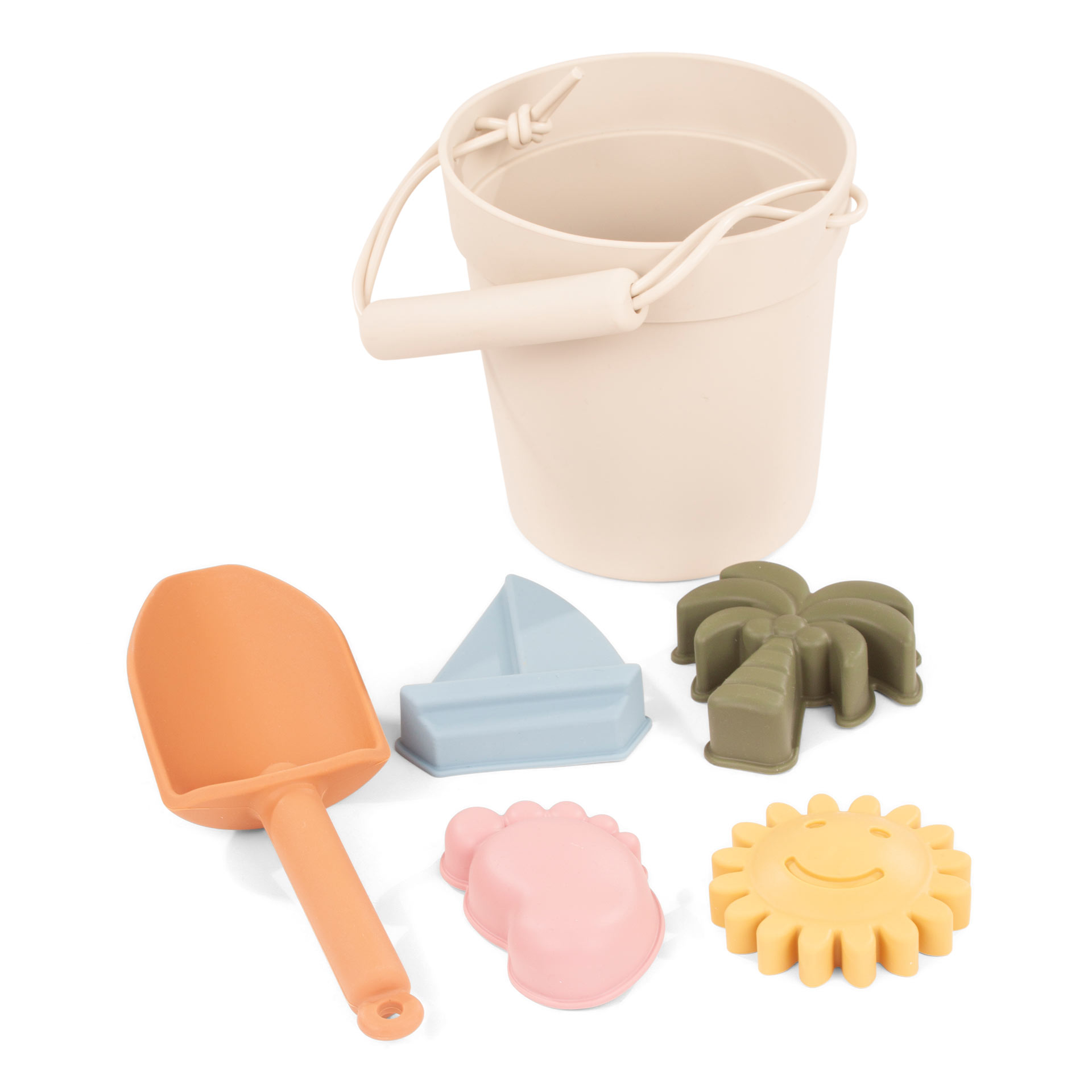 Strandspielzeug Schaufel vier Foermchen und Eimer Set 