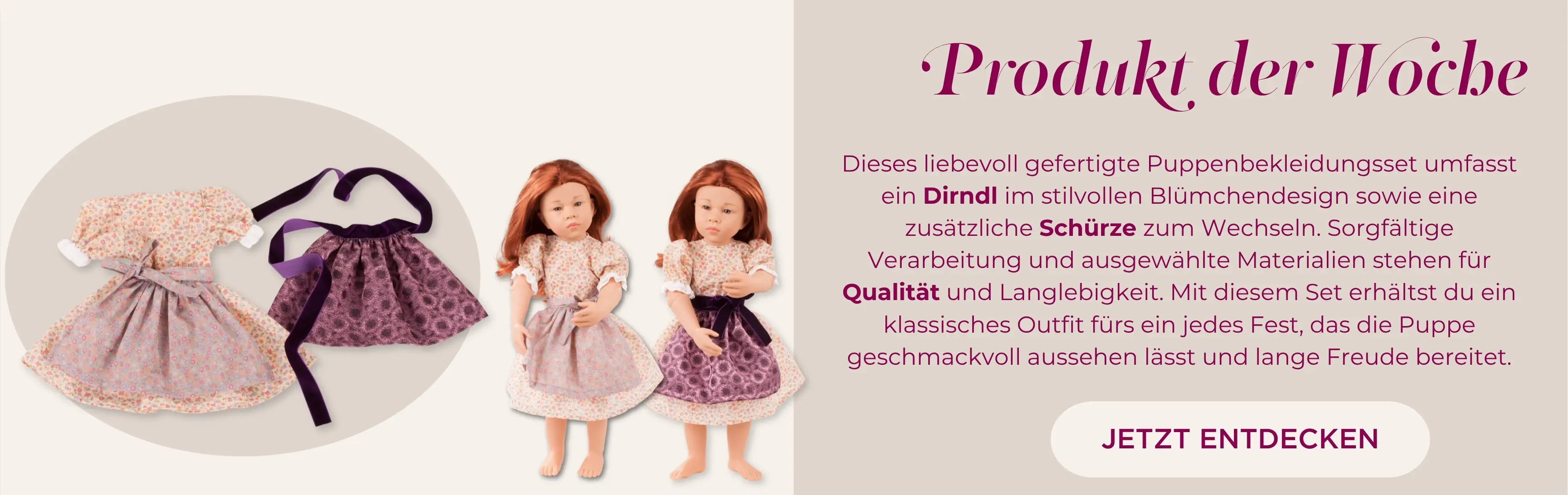 Dirndl fuer Gr. 45-50 cm mit zwei Schuerzen von Goetz