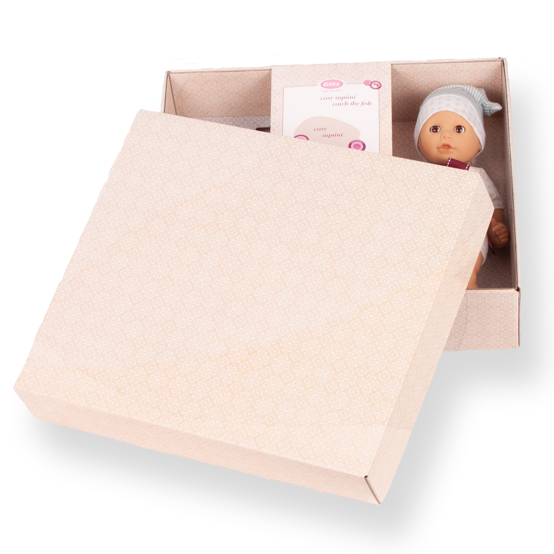 Badepuppe Gr. 33 cm Geschenkset mit Kinder Angelset in Geschenkbox