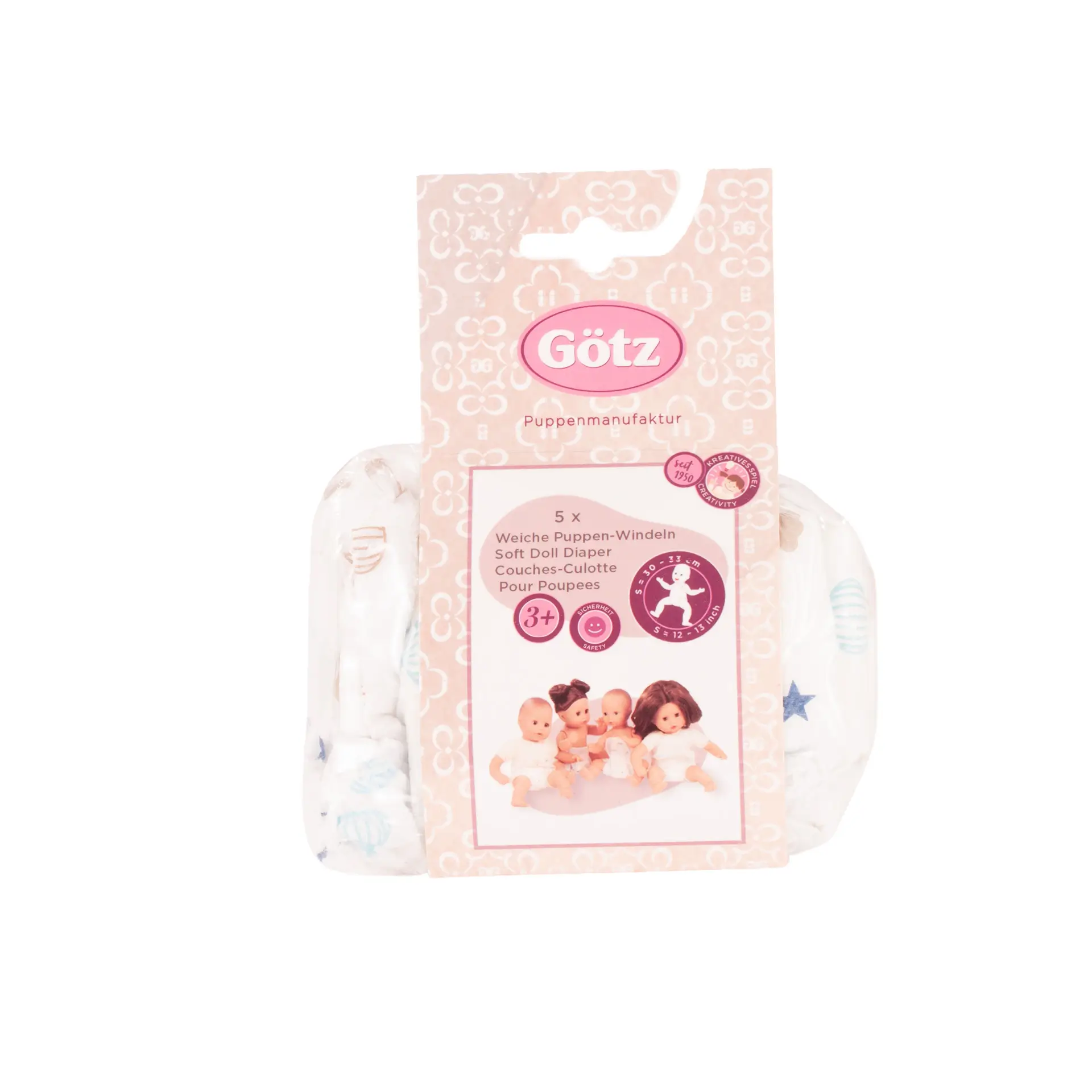 Einwegwindeln mit Sternenmuster für Babypuppen Gr. 30-33 cm von Goetz