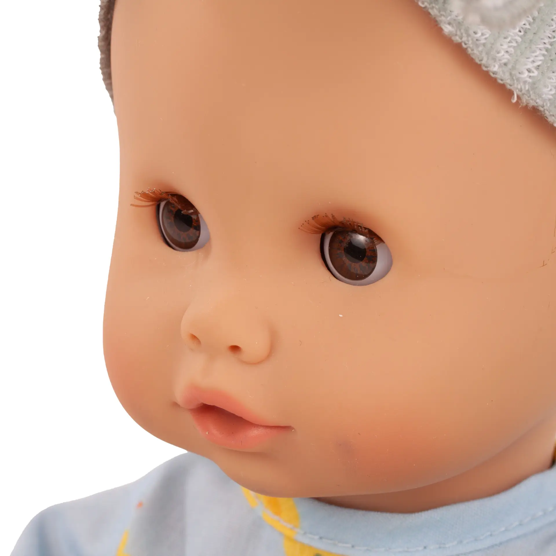 Portrait von Badepuppe Gr. 33 cm mit braunen Schlafaugen von Goetz