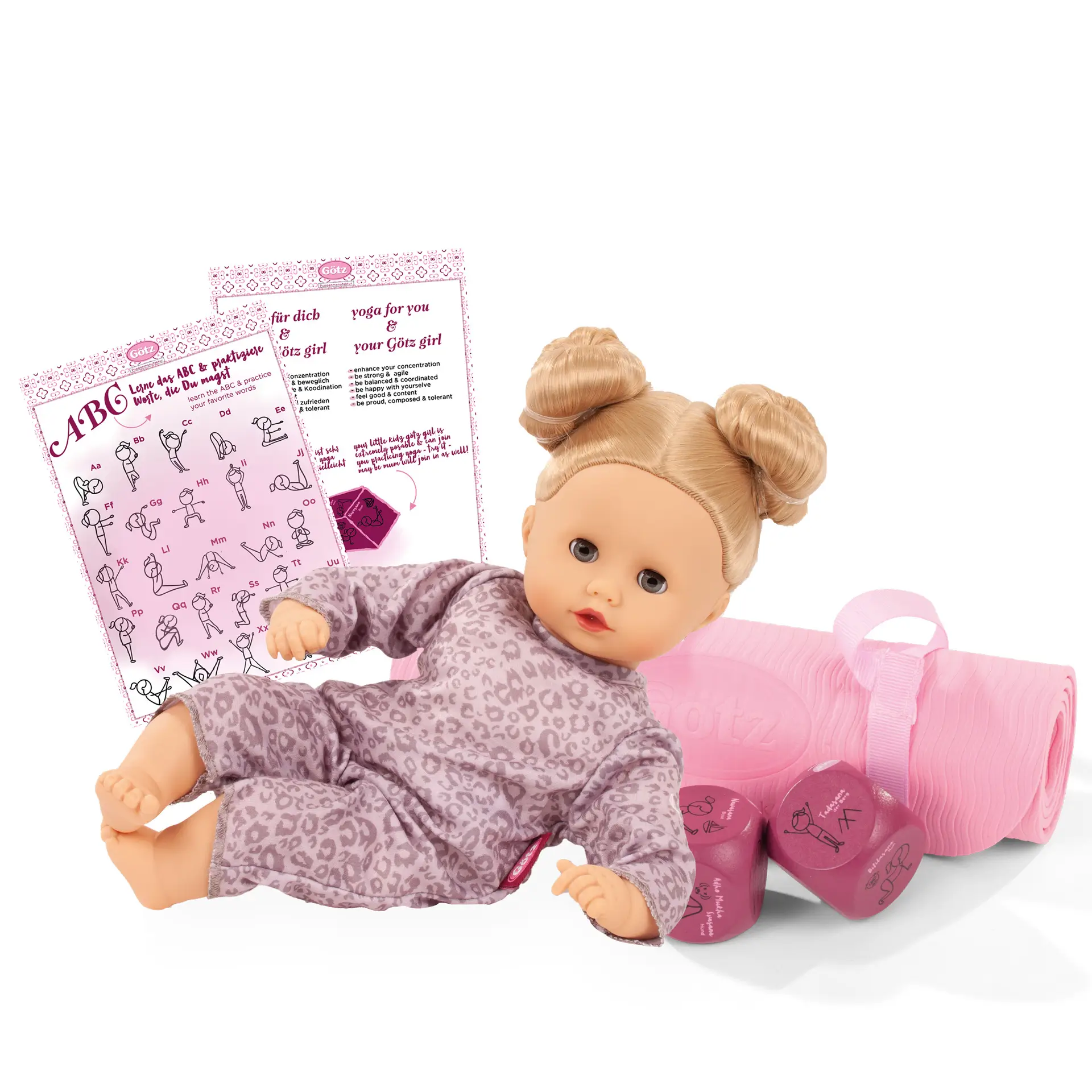 set-yoga-graue-katze-zubehoer-goetz-yogamatte-yogawuerfel-yogauebungen-anzug-strampler-getigert-emo