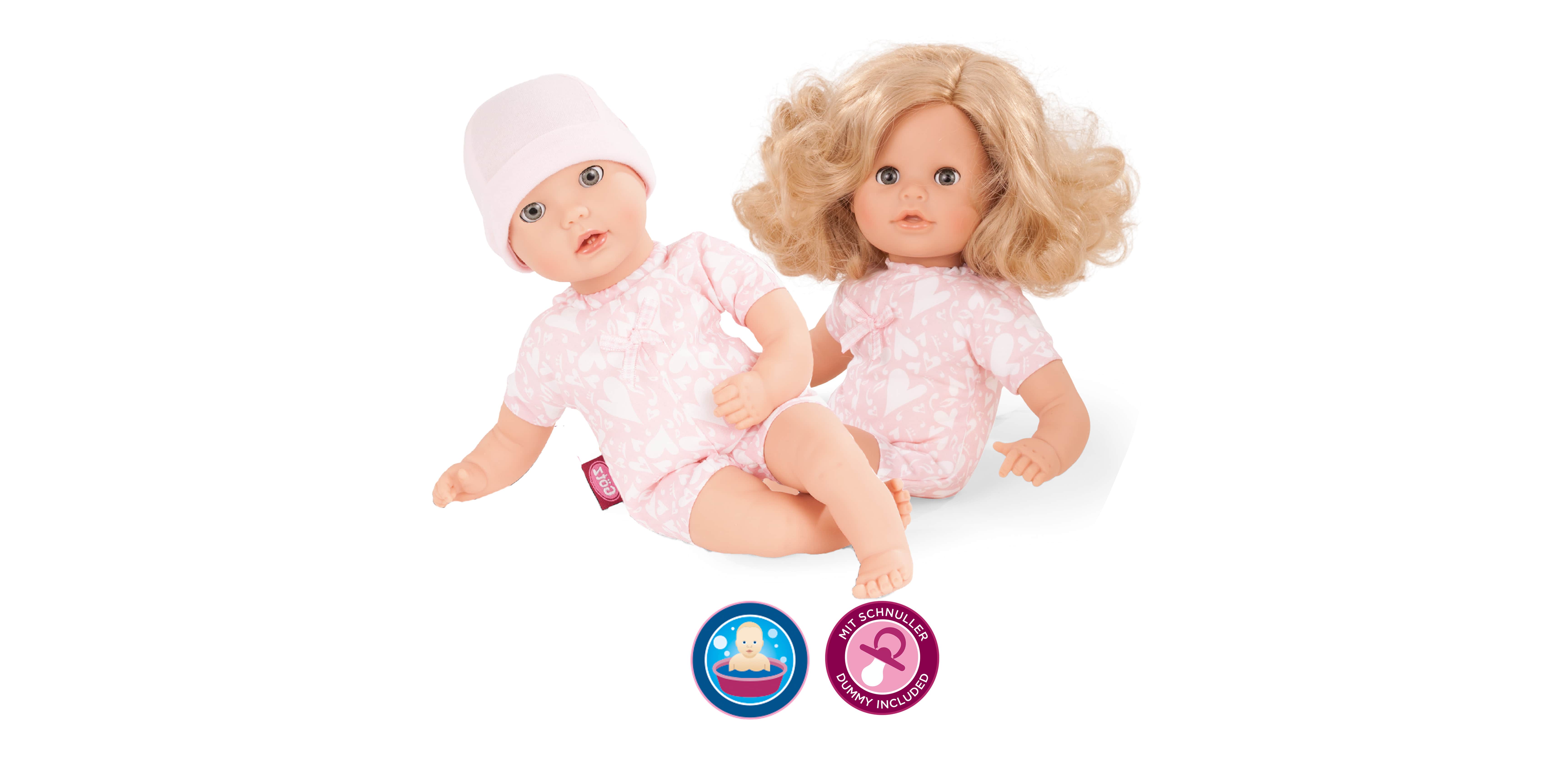 Cosy Aquini To Dress Goetz 33 cm große Badepuppen mit Weichkörper mit Vinylarmen und -beinen und Schlafaugen mit und ohne Haare