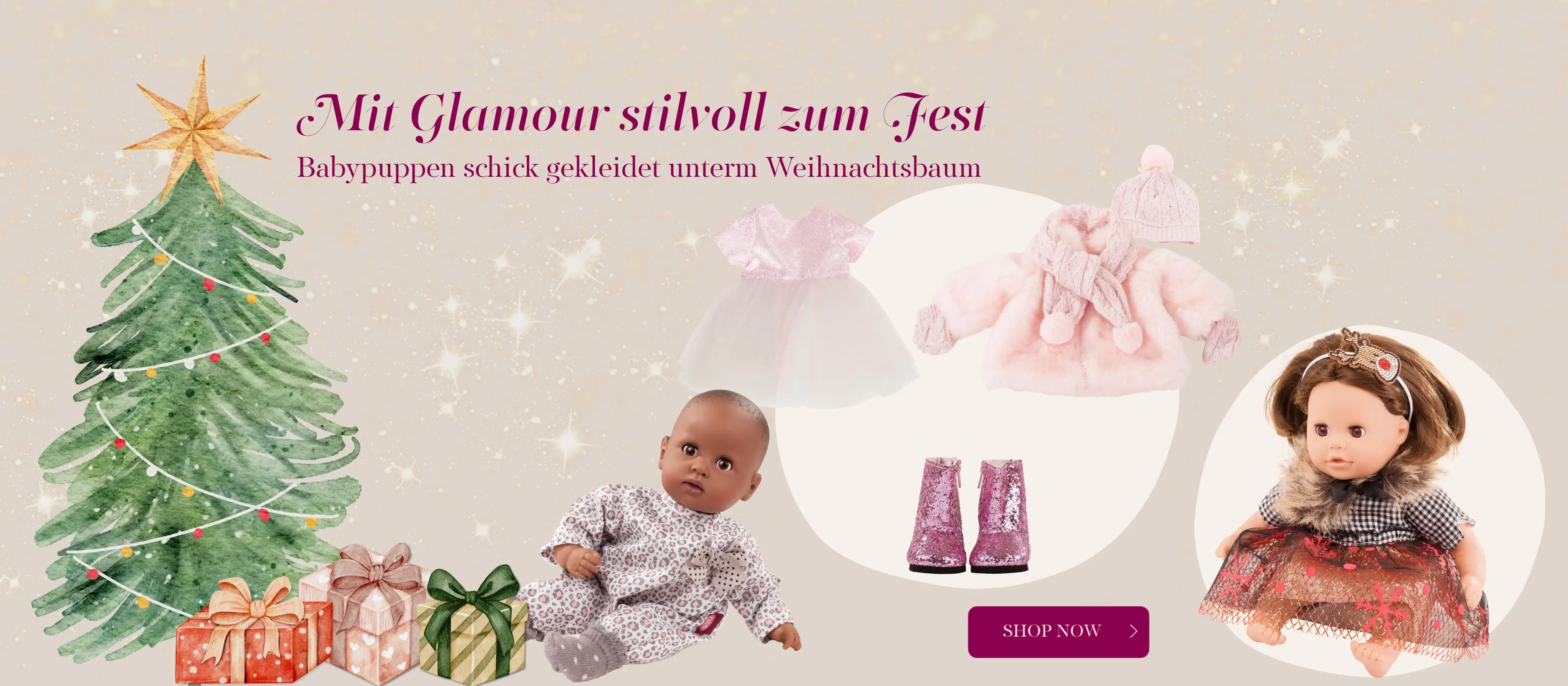 Edle Kleidung fuer Babypuppen fuers Weihnachtsfest von Goetz