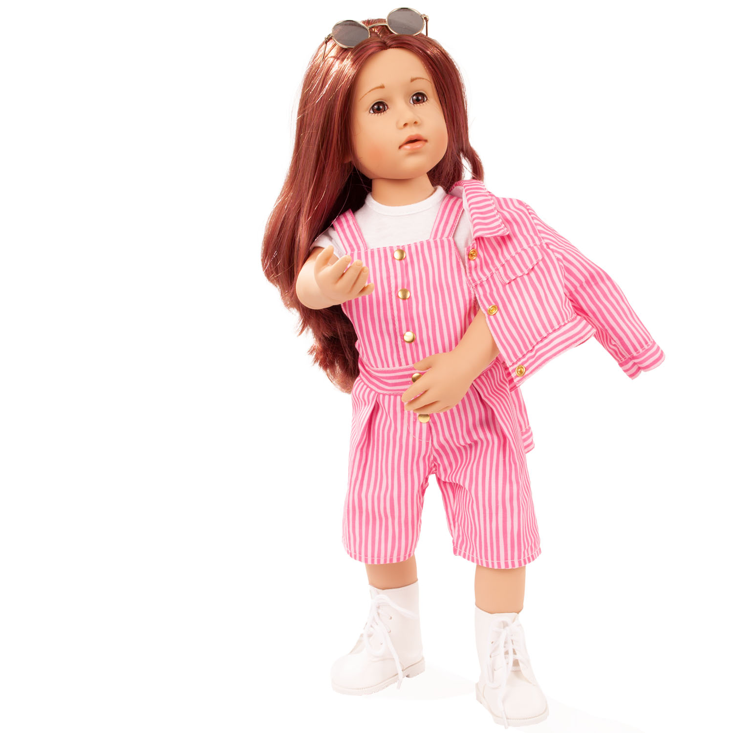 2366285 Happy Kidz Laura Multigelenkstehpuppe Goetz laura-multigelenkstehpuppe-goetz-stiefel-latzhose-brille-jacke