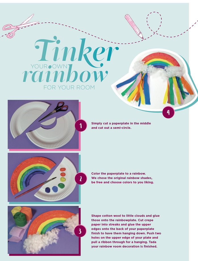 Tinker your own rainbow Goetz DIY craft tutorial for making a rainbow from a paper plate and crepe paper