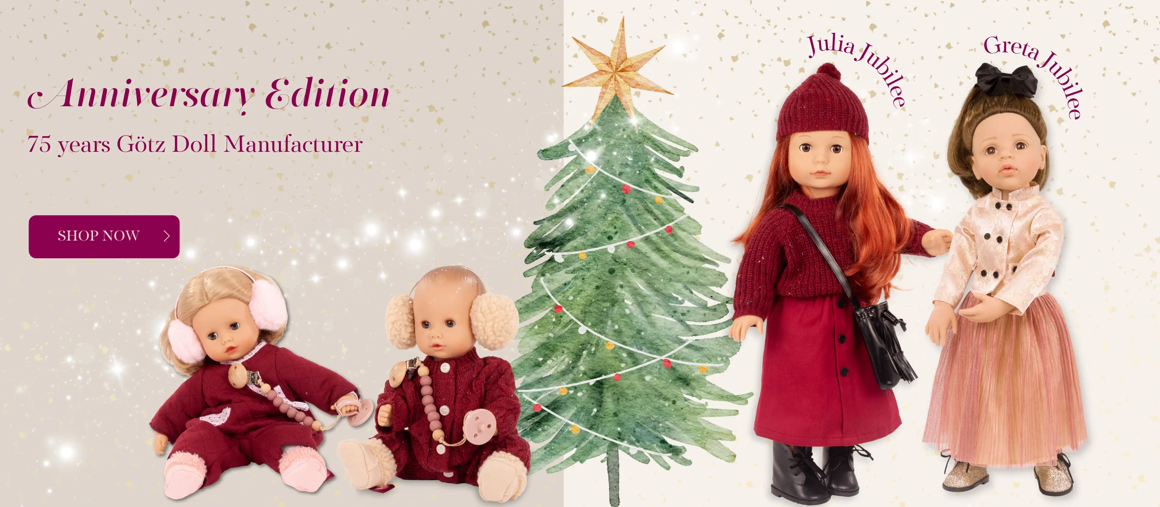 Edle Stehpuppen Gr. 50 cm und Babypuppen Gr. 33 cm aus der Jubilaeumsedition von Goetz