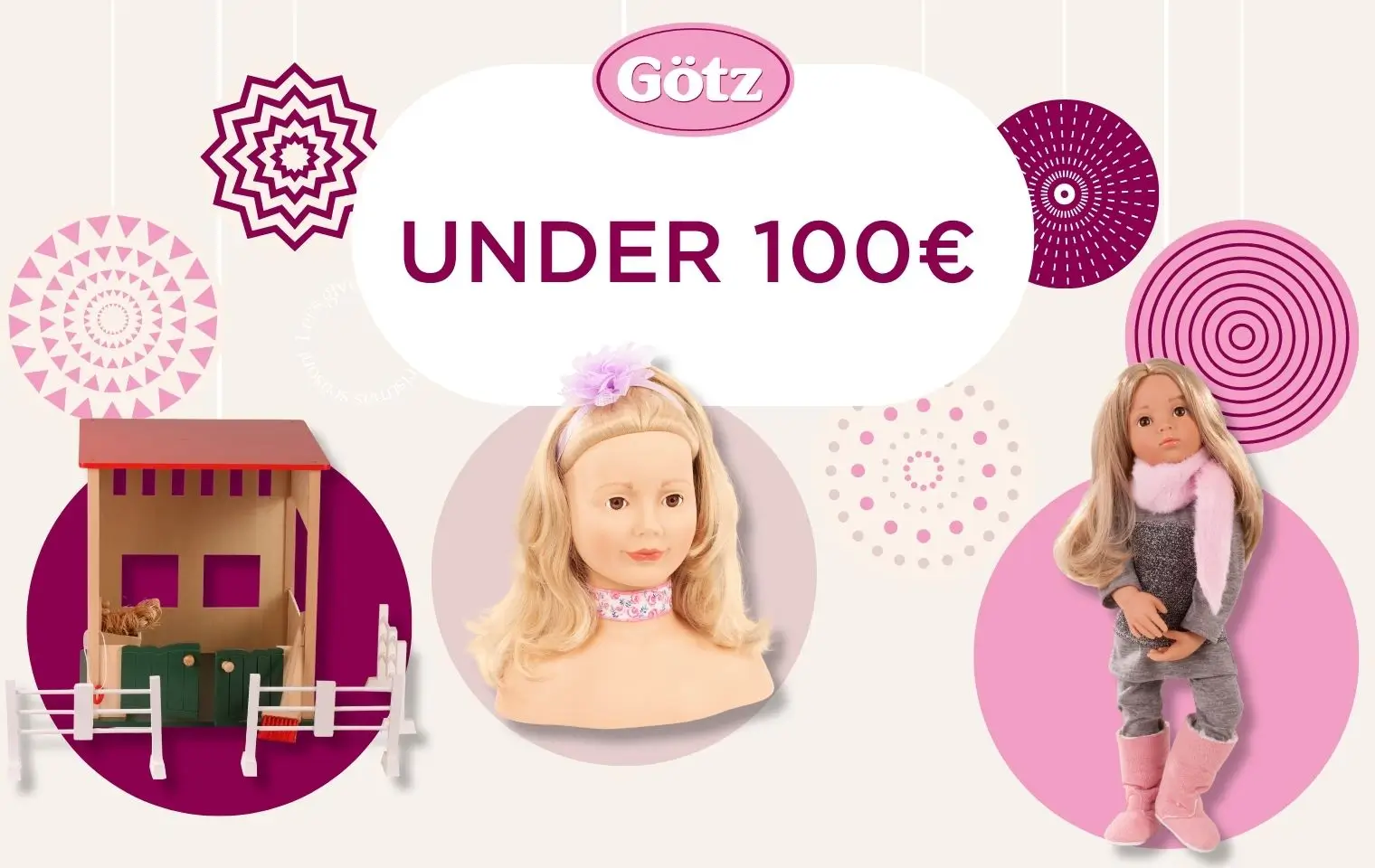 Gift ideas under 100 euro: styling head, horse stable and 50 cm standing doll with blonde hair