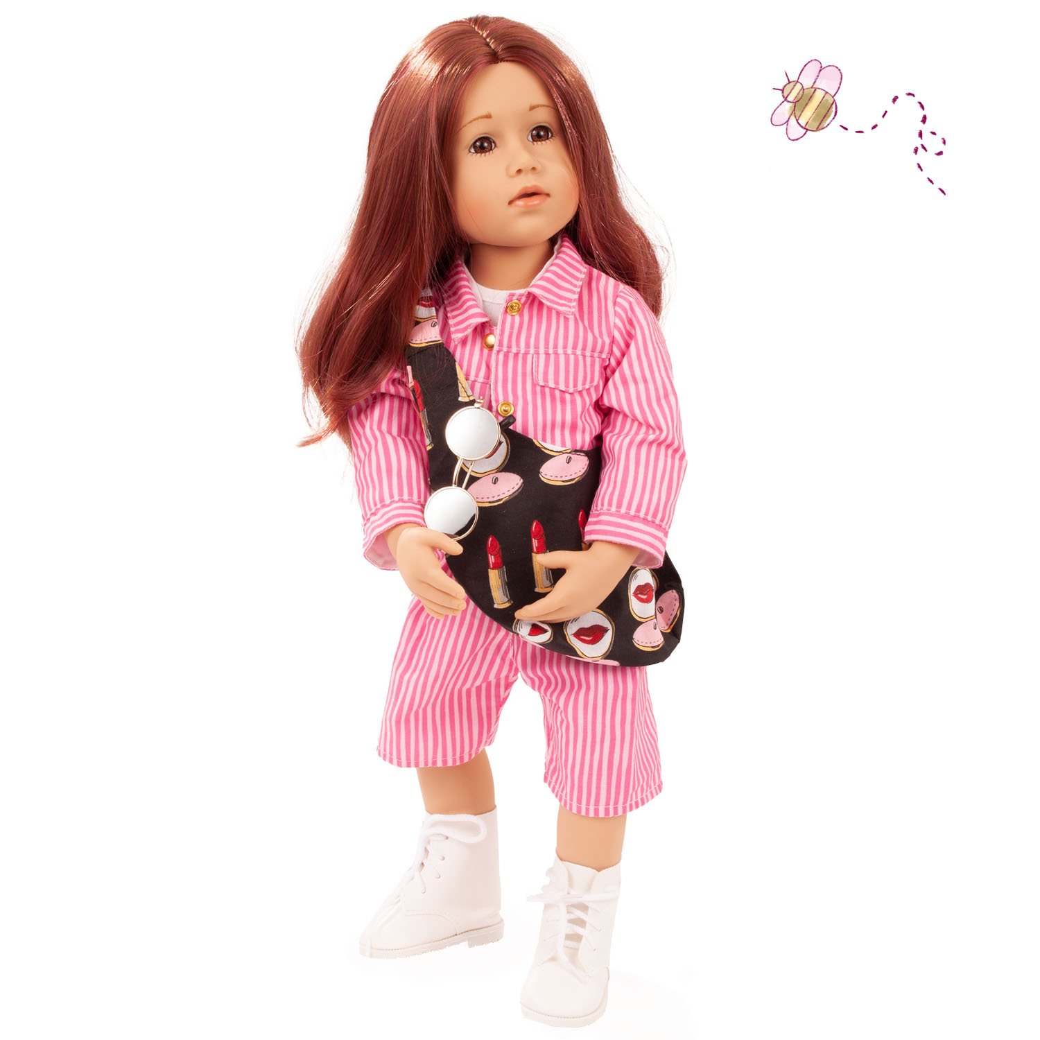 2366285 Happy Kidz Laura Multigelenkstehpuppe Goetz laura-multigelenkstehpuppe-goetz-umhaengetasche-stiefel-jacke-latzhose