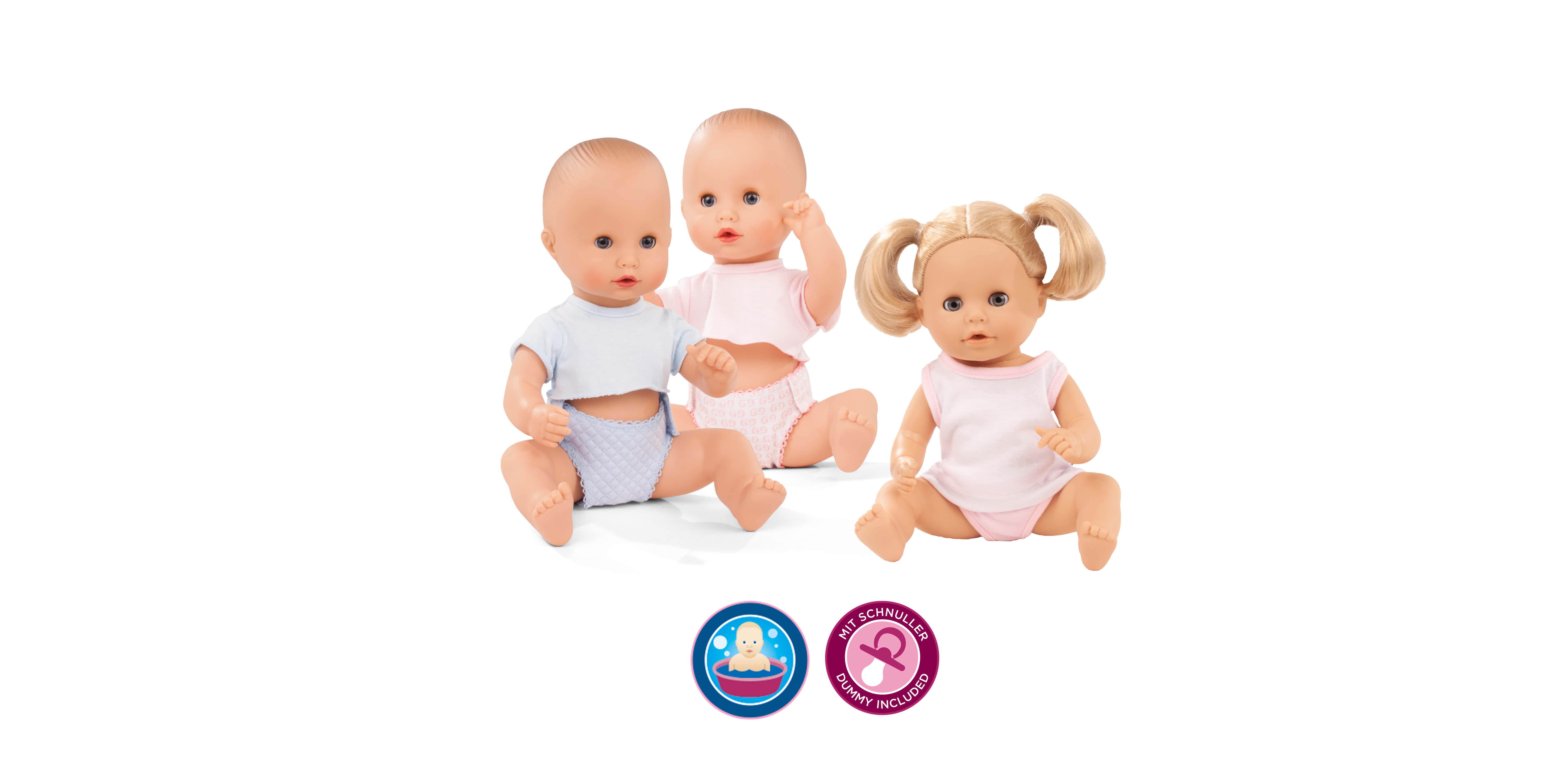 Sleepy Aquini Badepuppe Goetz 33 cm grosse Badepuppen mit und ohne Haare mit Hartkoerper aus Vinyl und Schlafaugen in Unterwaesche