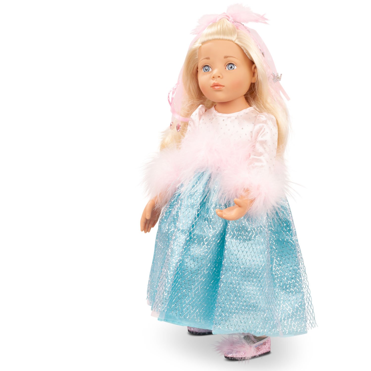 2366086 Happy Kidz Marie Multigelenkstehpuppe Goetz 2366086-marie-stehpuppe-goetz-feenkleid-blondhaarig-glitzer-haarschmuck