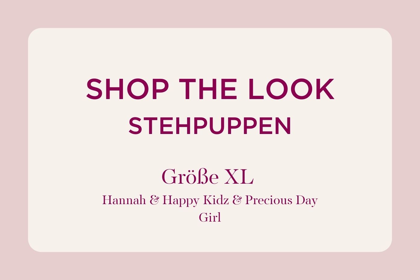 Weißer Hintergrund mit Schriftzug shop the look Stehpuppen Groeße XL