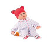 Babypuppe 33 cm groß mit Schlafaugen Strampler Muetze und Schnuller