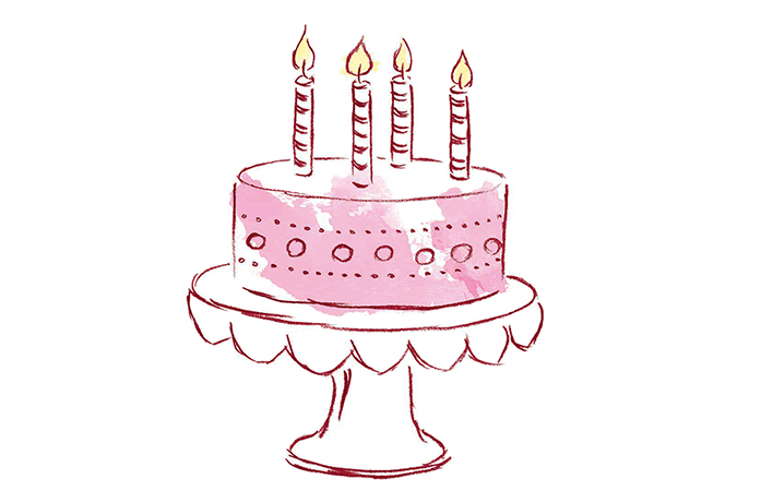 Goetz rosa Geburtstagstorte mit vier Kerzen