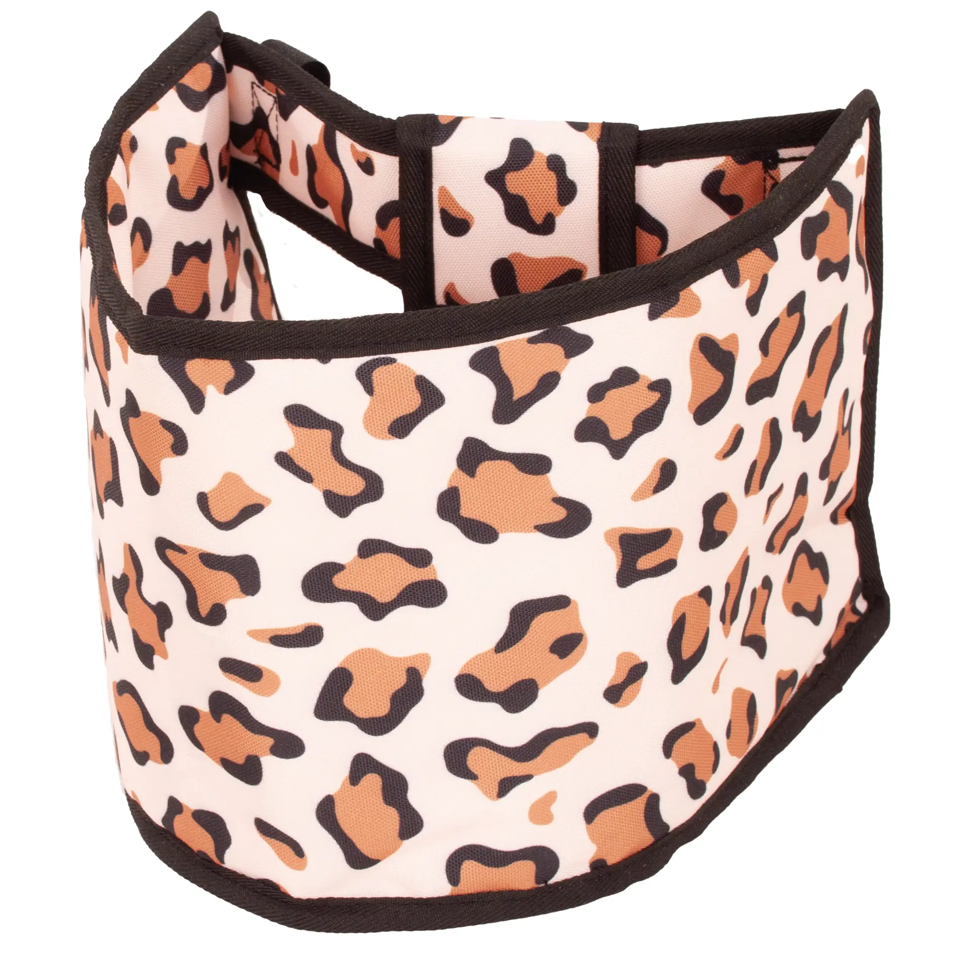 Fahrrad- und Rollersitz Tiger im Leopardenmuster. Wird mit dem Klettverschluß befestigt. Rueckansicht.