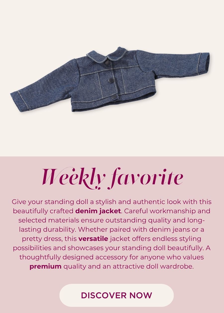 Jeans-Jacke in Babypuppengröße 30-33 cmd und für Stehpuppen Gr. 45-50 cm von Goetz