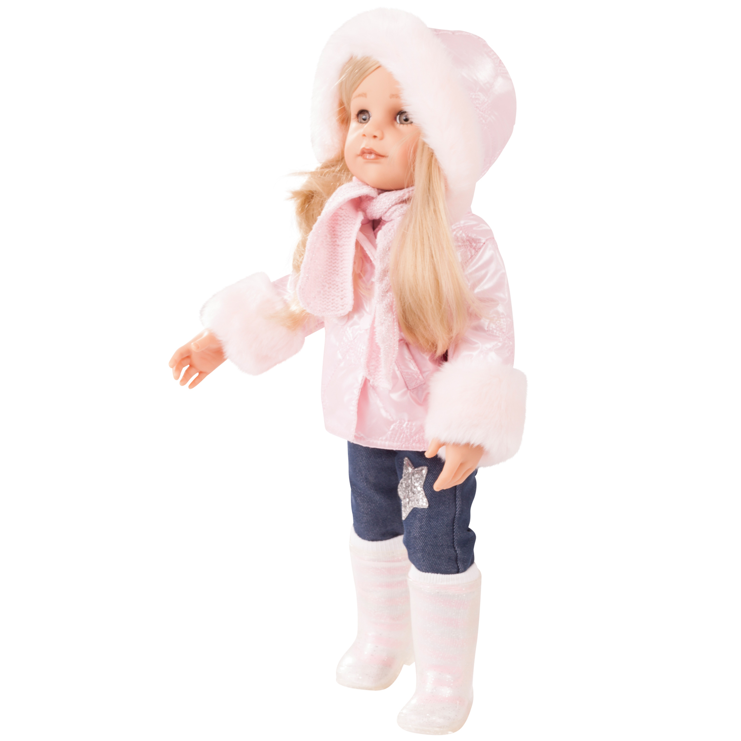 1959093-hannah-all-year-round-stehpuppe-goetz hannah-all-year-round-stehpuppe-goetz-winterjacke-jeans-gummistiefel-schal-blonde-haare