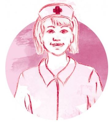 Zeichnung von Schwester Ella aus der Puppenklinik