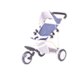 3 Rad Puppenbuggy in blau weiß gepunktet mit Softgriff und Sonnenschutz