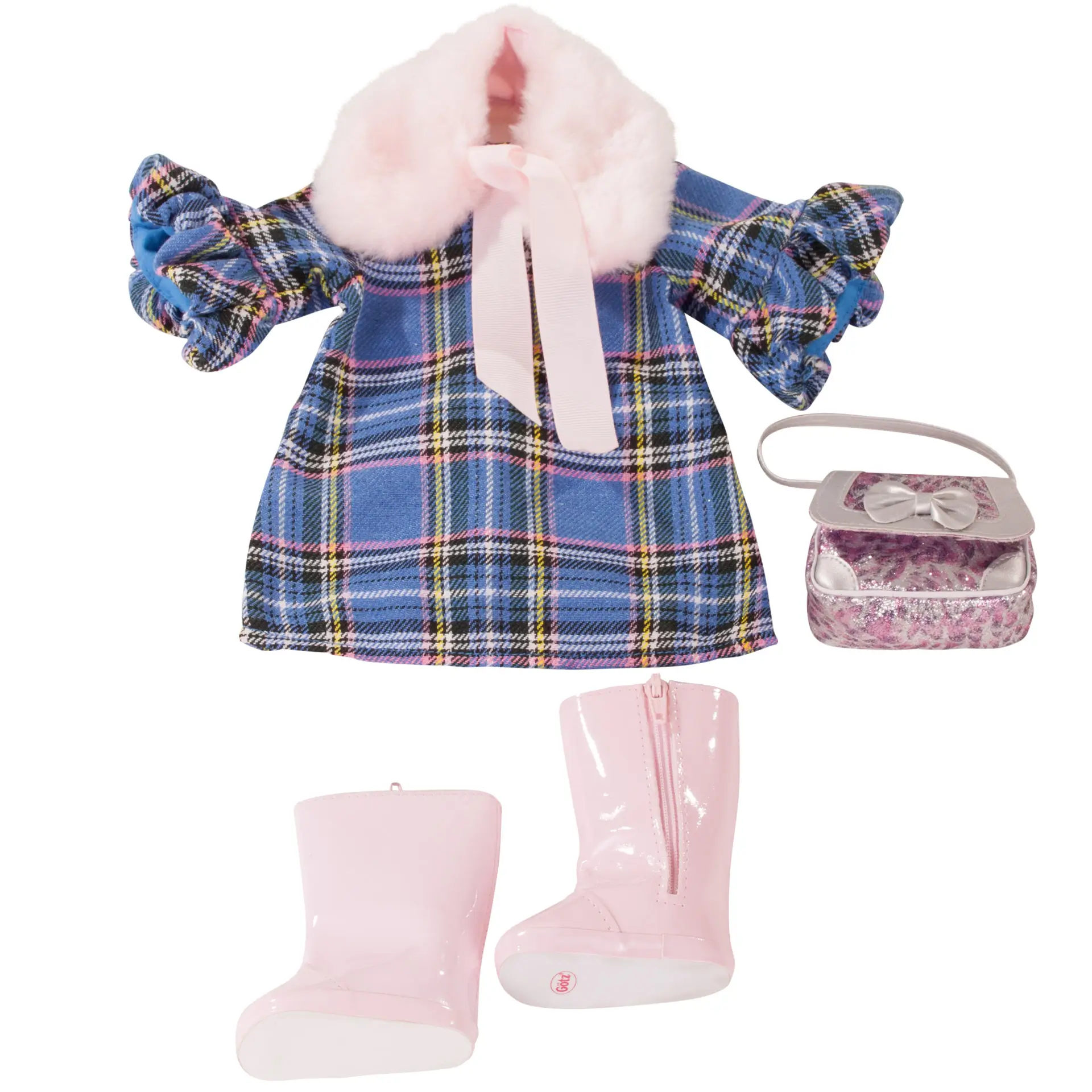 3403244-kombi-blue-check-bekleidung-goetz kombi-blue-check-bekleidung-kleid-kragen-stiefel-tasche-goetz