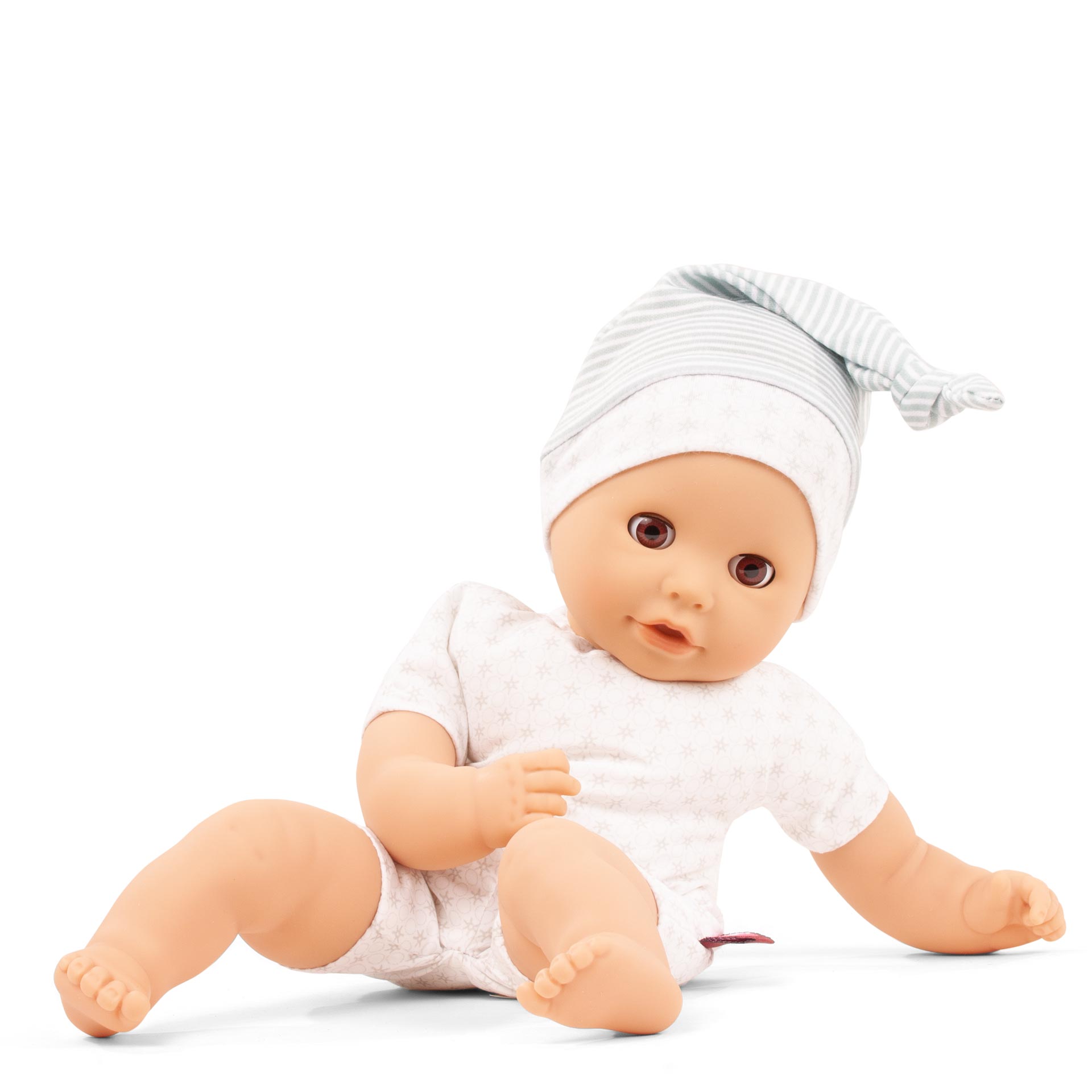 Götz 2154117 Bambola Sleepy Aquini Maschio 33 Cm, Occhi Che Si Chiudono, Senza Capelli, Impermeabile, Con Pannolino E Canottiera