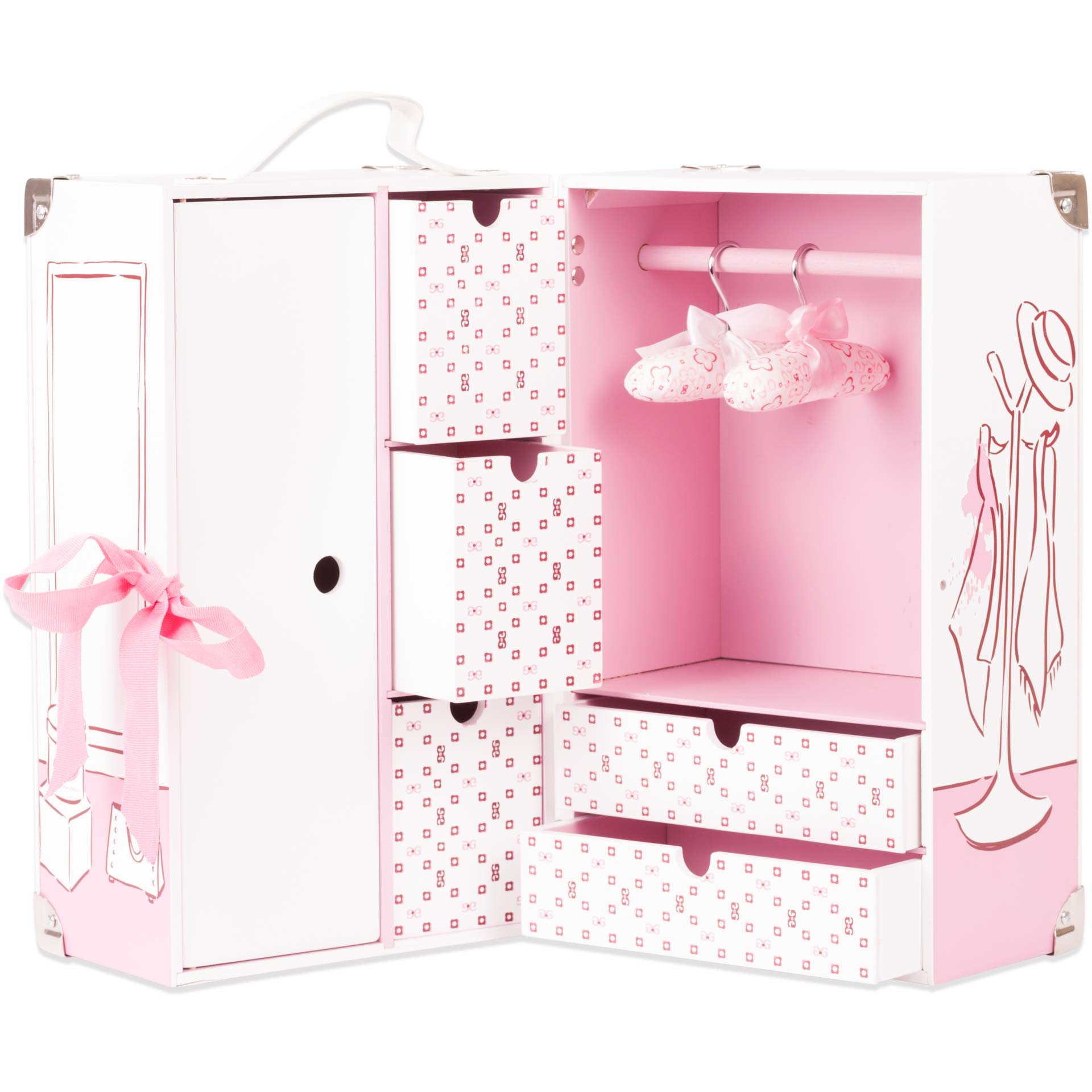 3403037-schrankkoffer-karl-kleiderschrank-puppenmoebel-goetz schrankkoffer-karl-kleiderschrank-schubfaecher-kleiderbuegel-goetz