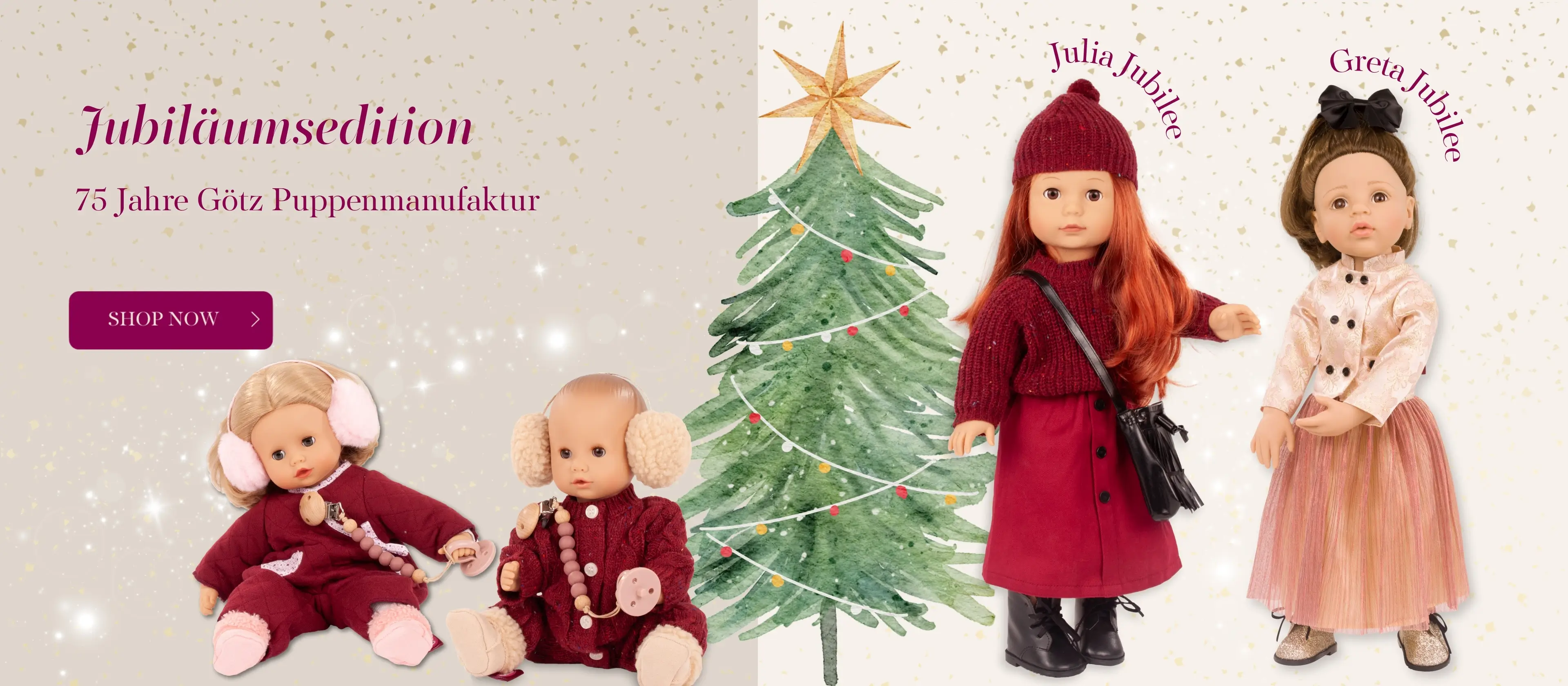 Edle Stehpuppen Gr. 50 cm und Babypuppen Gr. 33 cm aus der Jubilaeumsedition von Goetz