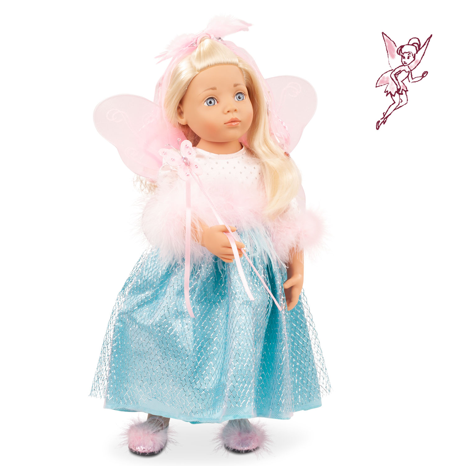 2366086 Happy Kidz Marie Multigelenkstehpuppe Goetz happy-kidz-marie-stehpuppe-goetz-feenkleid-feenstab-fluegel-blondhaarig-