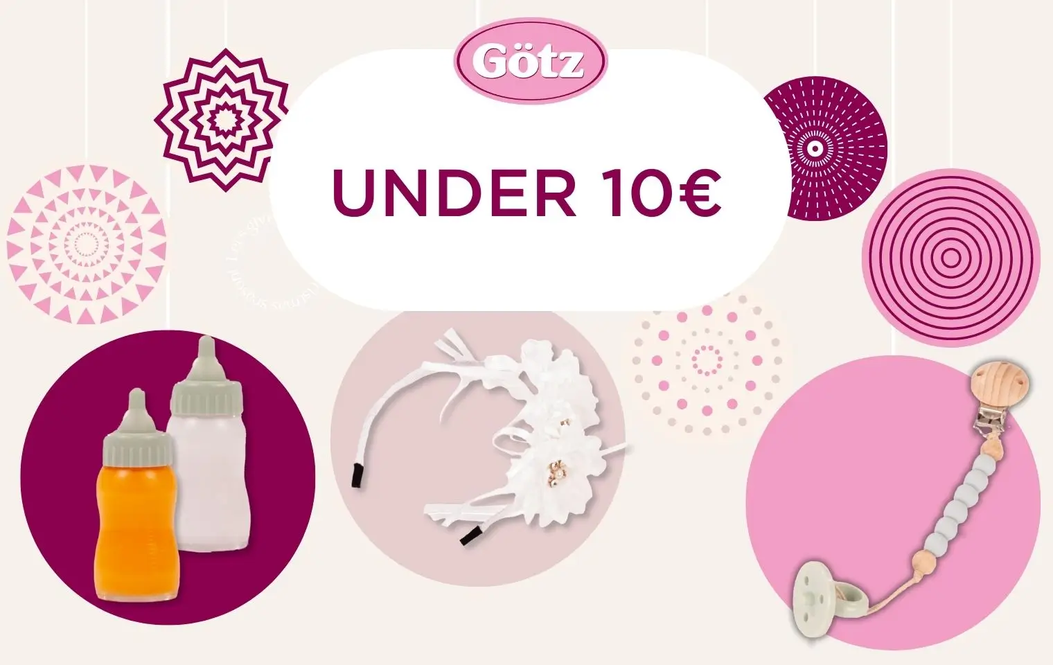Baby bottle, hairband and pacifier chain with pacifier – gift ideas for children under 10 euros