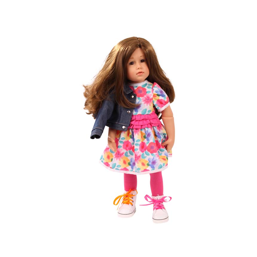 set-colourful-gr-xl-goetz-jeansjacke-blumenkleid-sneaker-stehpuppe