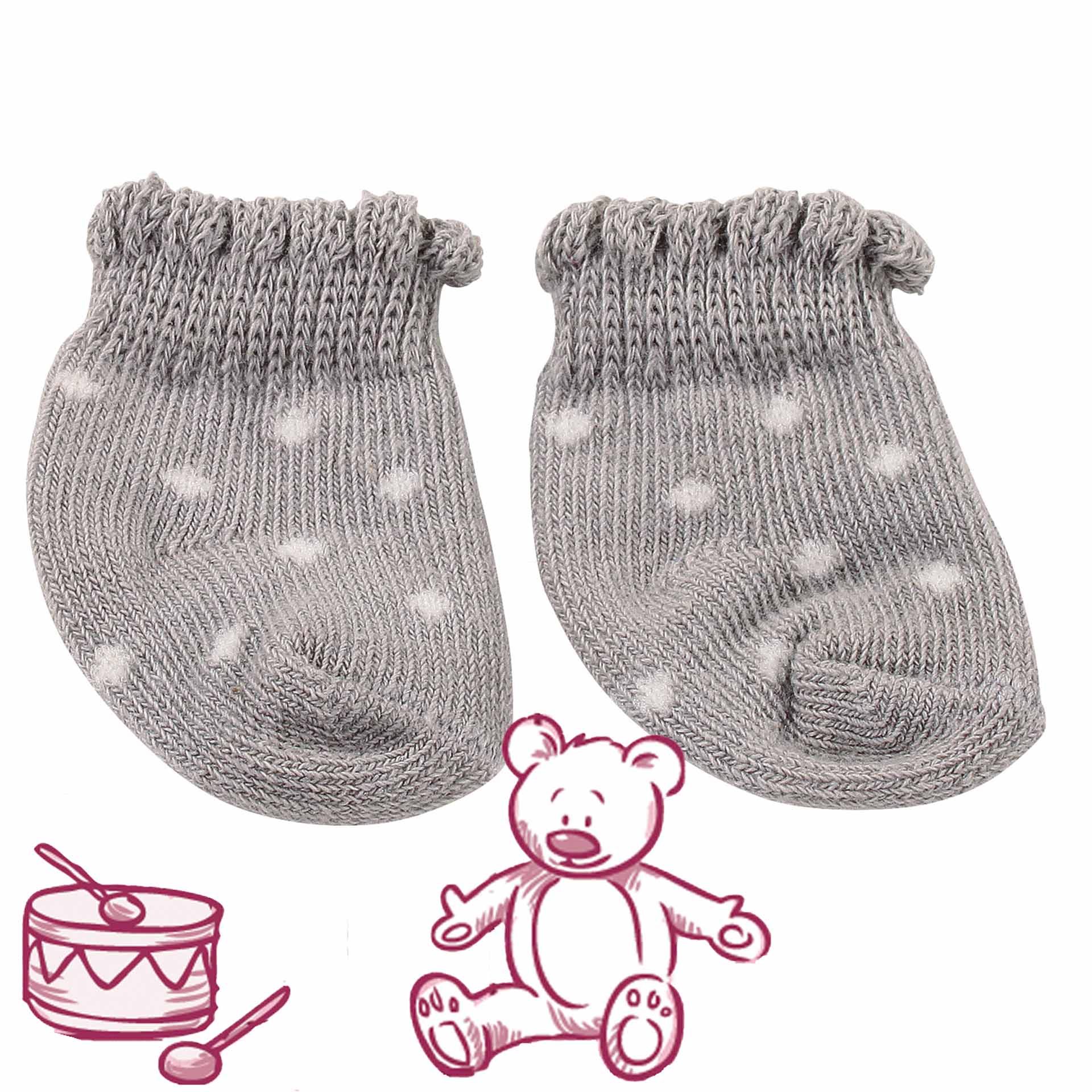 Socks with grey-white spots