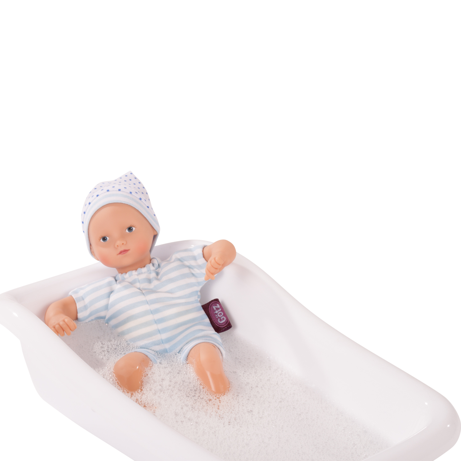 1885002-mini-aquini-junge-badepuppe-goetz mini-aquini-junge-badepuppe-muetze-weichkoerperpuppe-goetz-wanne