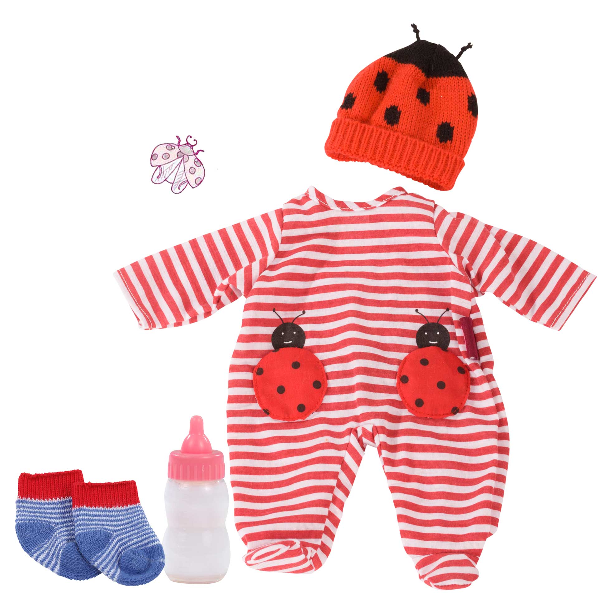 3403094-set-ladybug-bekleidung-goetz set-ladybug-bekleidung-goetz-strampler-marienkaefer-soeckchen-struempfe-trinkflasche-milchflasche-muetze