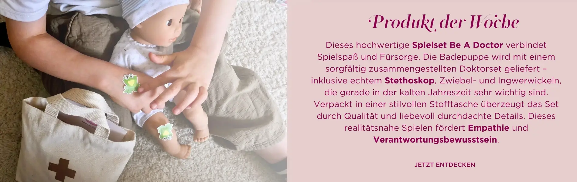 Tasche Doktorchen Accessoire mit reichlich Zubehoer zum Verarzten der Puppe. Heftplaster, Stethoskop, Stoffzwiebel, StoffIngwer, Stofftasche, Reflexhammer, Binde und mehr von Goetz