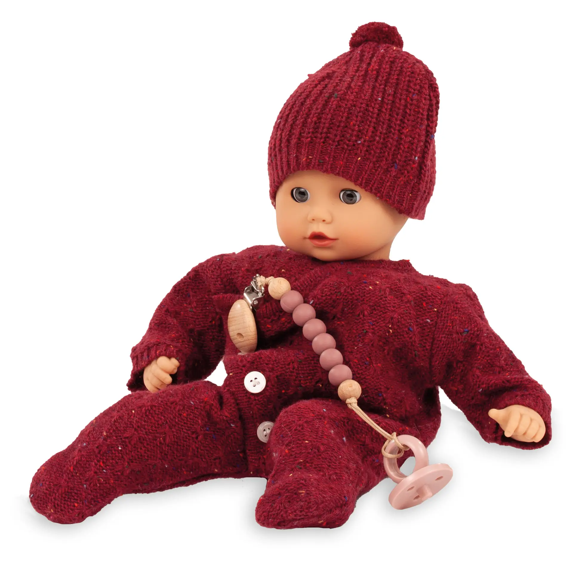 muffin-jubilee-babypuppe-goetz-strickanzug-schnuller-muetze-schnullerkette-overall-strick-jubilaeumsedition