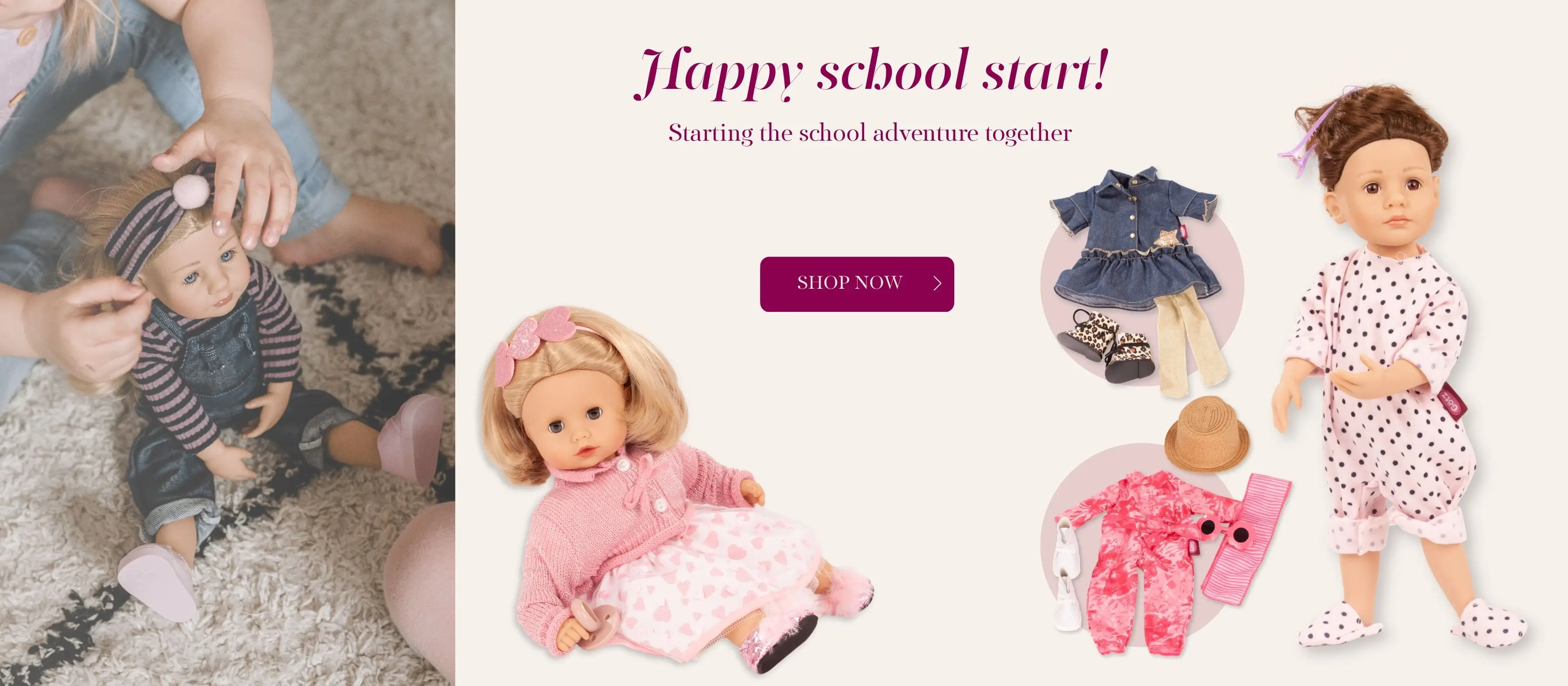 Geschenke fuer den Schulbeginn und die Zuckertuete, wie Puppen und Bekleidung von Goetz