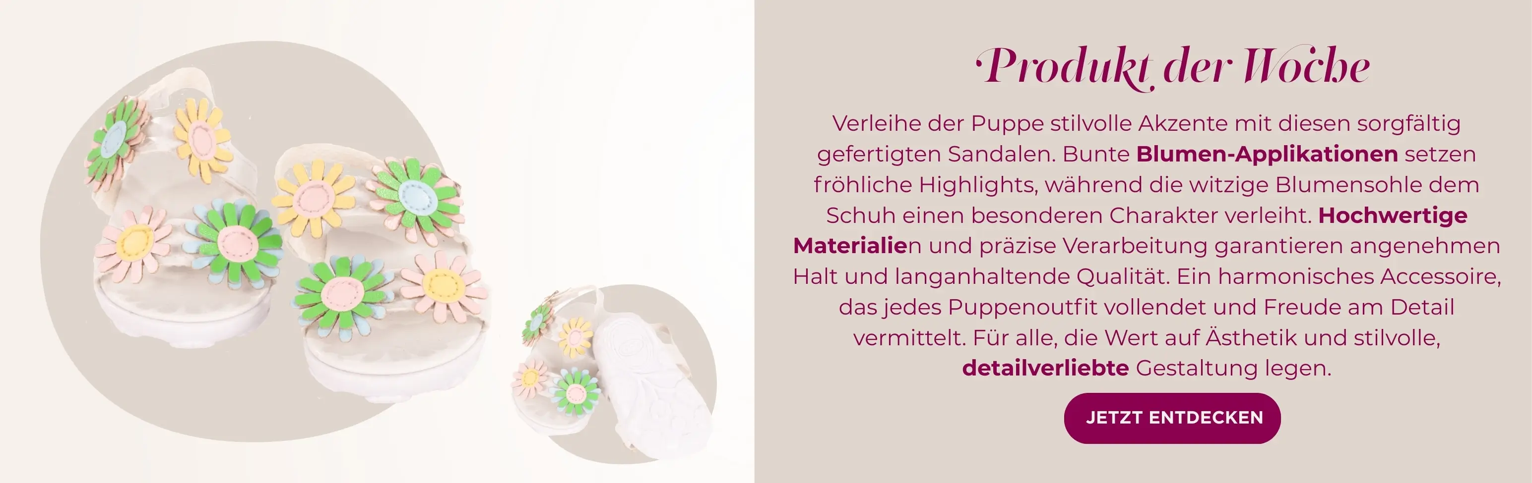 Sandalen mit Blumenapplikation Gr. 45-50 cm und 42 cm von Goetz