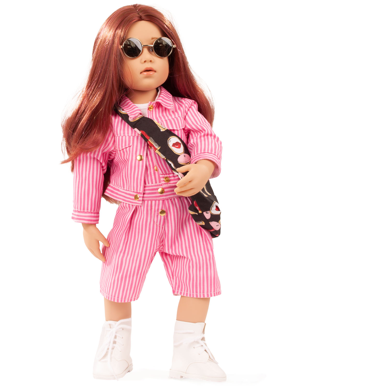 2366285 Happy Kidz Laura Multigelenkstehpuppe Goetz 2366285-laura-multigelenkstehpuppe-goetz-brille-stiefel-umhaengetasche-jacke-latzhose