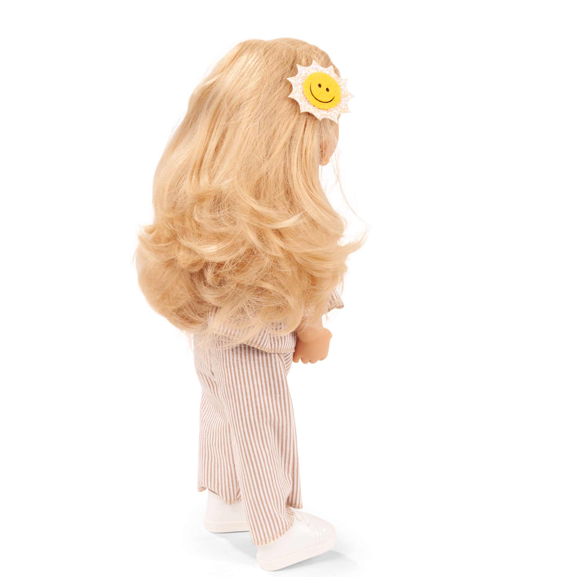 little-kidz-lotta-multigelenkstehpuppe-goetz-zweiteiler-volant-blond-sonnen-haargummi-chucks-stoffschuhe