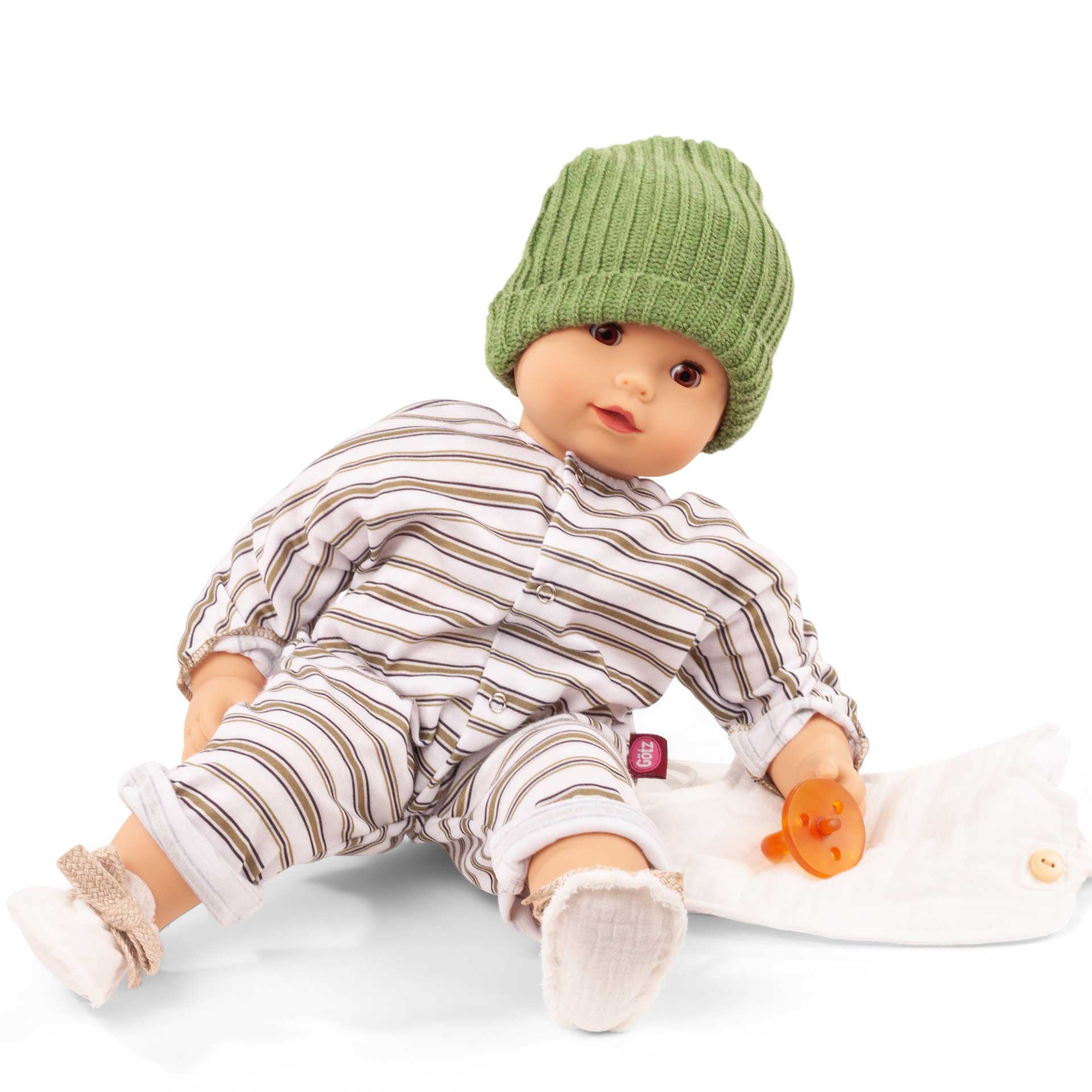 2427918-maxy-muffin-urban-stripes-babypuppe-goetz maxy-muffin-urban-stripes-babypuppe-goetz-schlafaugen-muetze-strickmuetze-latz-anzug-schnuller-stoffschuhe-schlafaugen