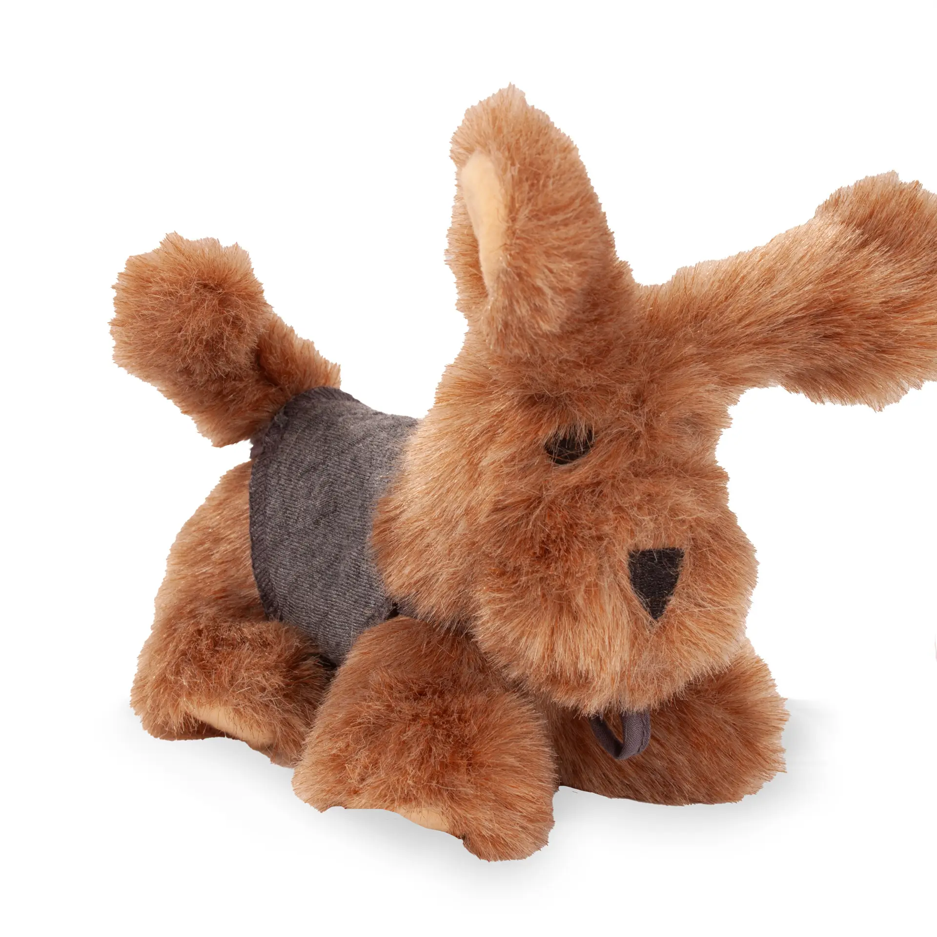 Braunfarbiger Plueschund mit Cape von Goetz