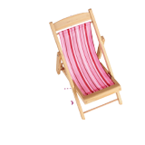 Puppenliegestuhl mit Holzgestell und Liegeflaeche in rosa gestreift fuer Babypuppen und Stehpuppen