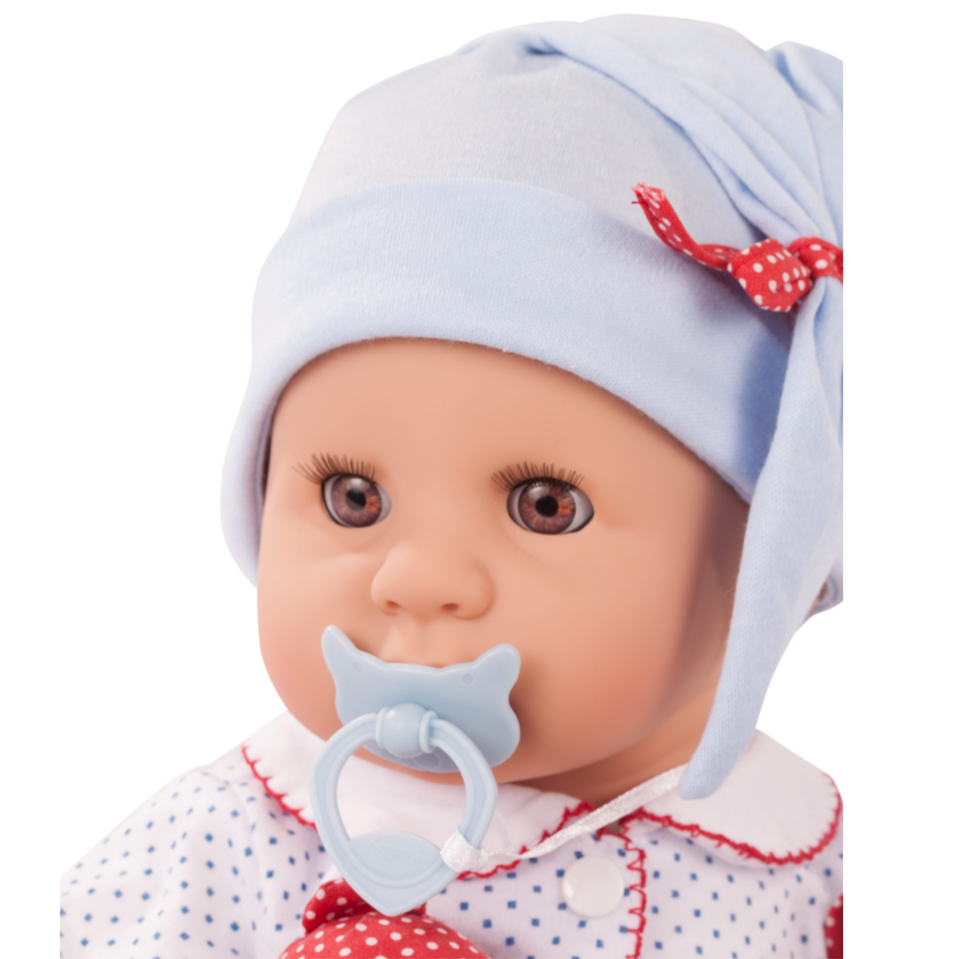 1161034-cookie-blue-spots-babypuppe-goetz cookie-blue-spots-babypuppe-schnuller-blaue-muetze-goetz