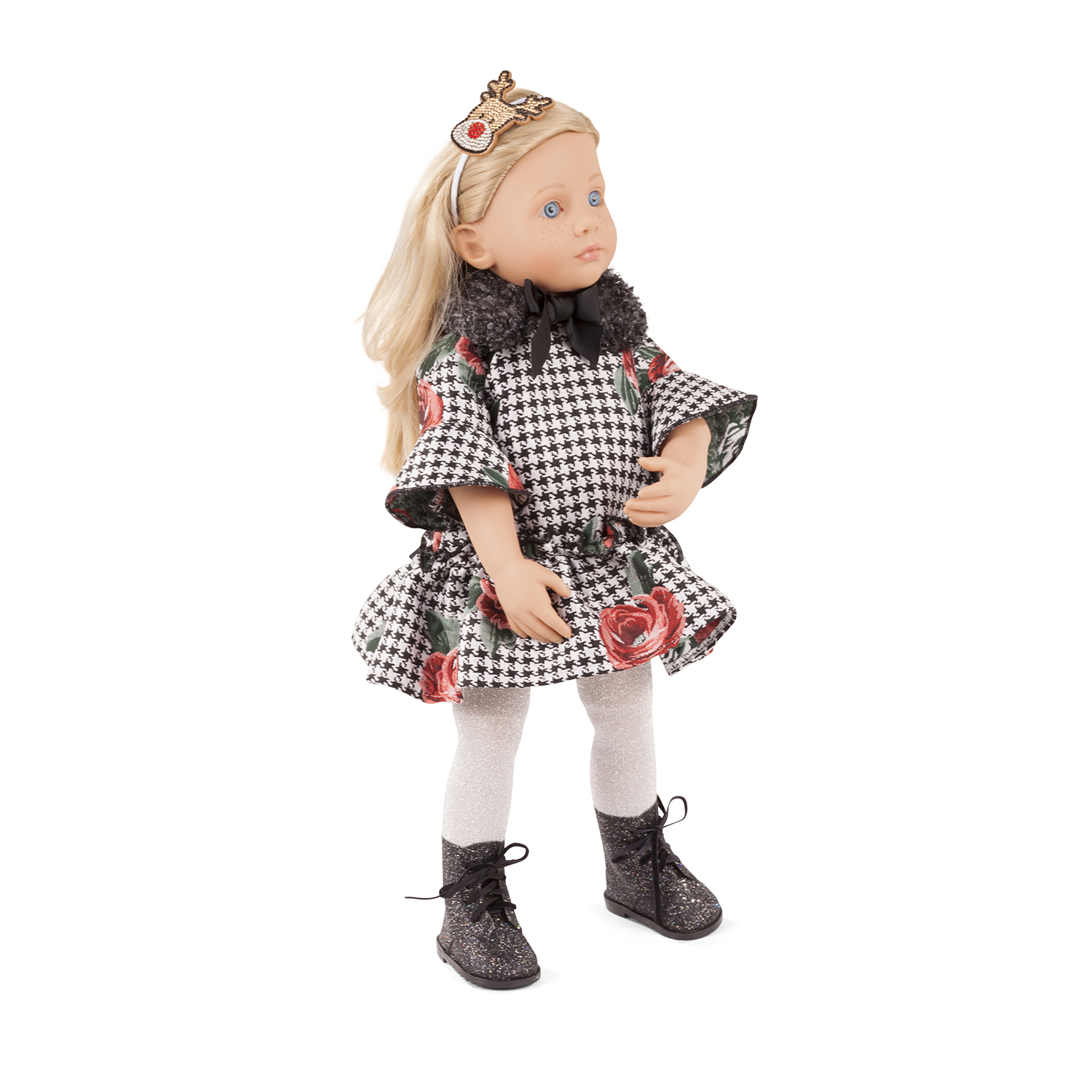 3403237-set-merry-x-mas-bekleidung-goetz set-merry-x-mas-goetz-stiefel-strumpfhose-kleid-stehpuppe-haarreif-plueschkragen